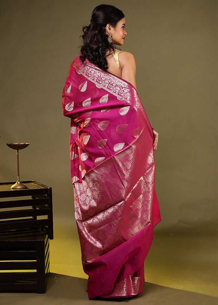 Pink Kora Silk Saree With Blouse Piece
