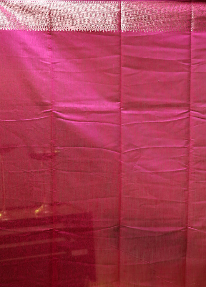 Pink Kora Silk Saree With Blouse Piece