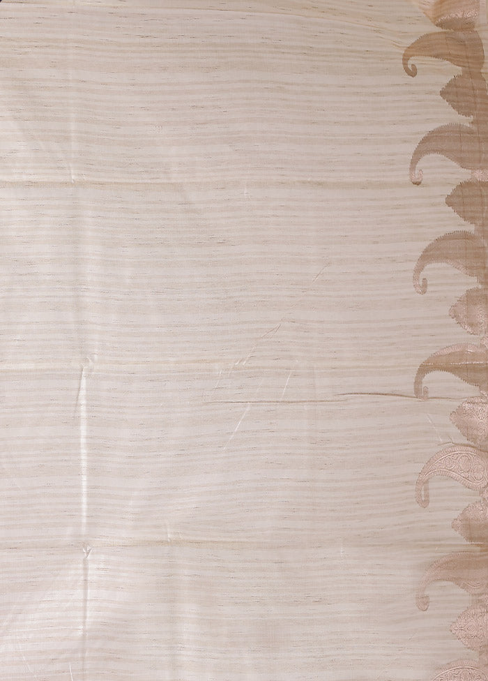 Cream Kora Silk Saree With Blouse Piece