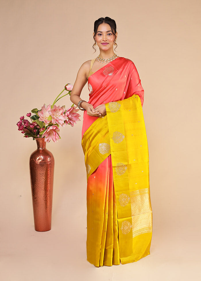 Pink Handloom Dupion Pure Silk Saree With Blouse Piece