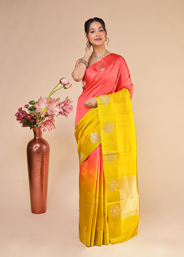 Pink Handloom Dupion Pure Silk Saree With Blouse Piece