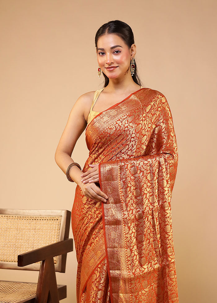 Yellow Handloom Pure Georgette Saree With Blouse Piece