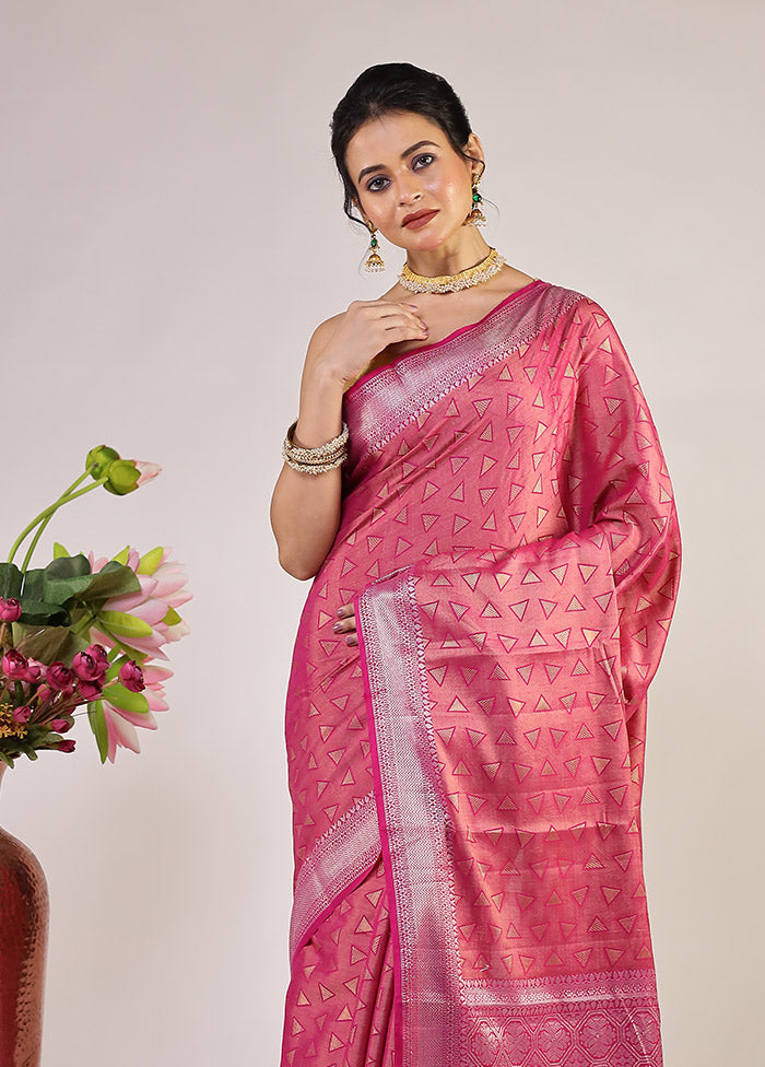 Pink Georgette Saree With Blouse Piece