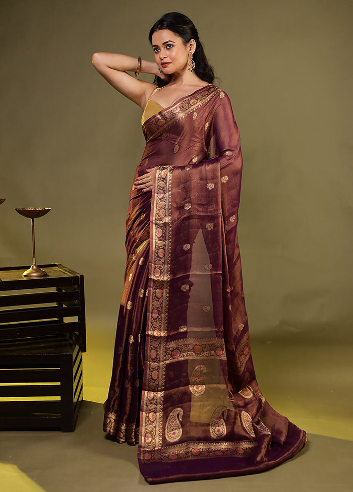 Maroon Handloom Pure Georgette Saree With Blouse Piece