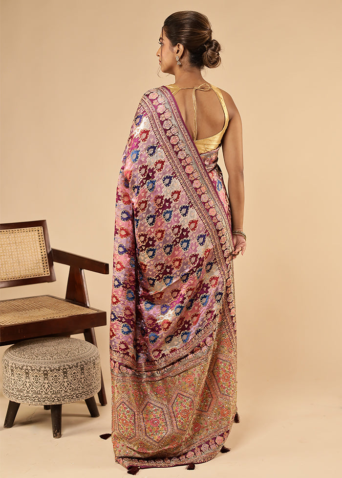 Multicolor Handloom Pure Georgette Saree With Blouse Piece