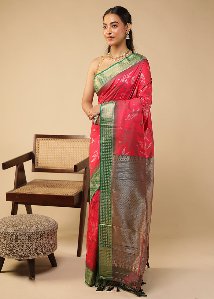Pink Dupion Silk Saree With Blouse Piece
