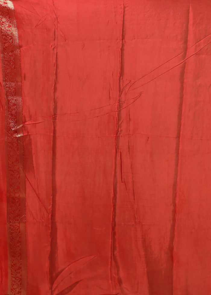 Red Dupion Silk Saree With Blouse Piece