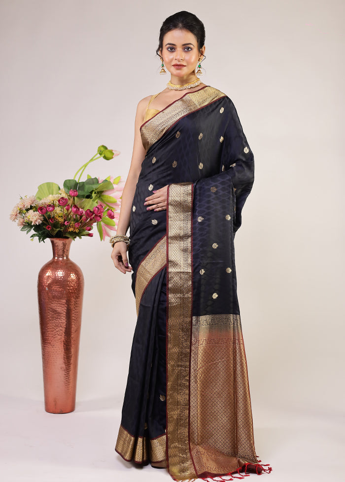 Blue Kanjivaram Silk Saree With Blouse Piece
