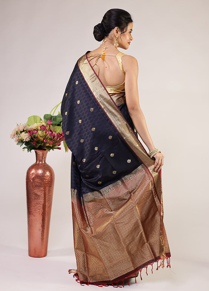 Blue Kanjivaram Silk Saree With Blouse Piece