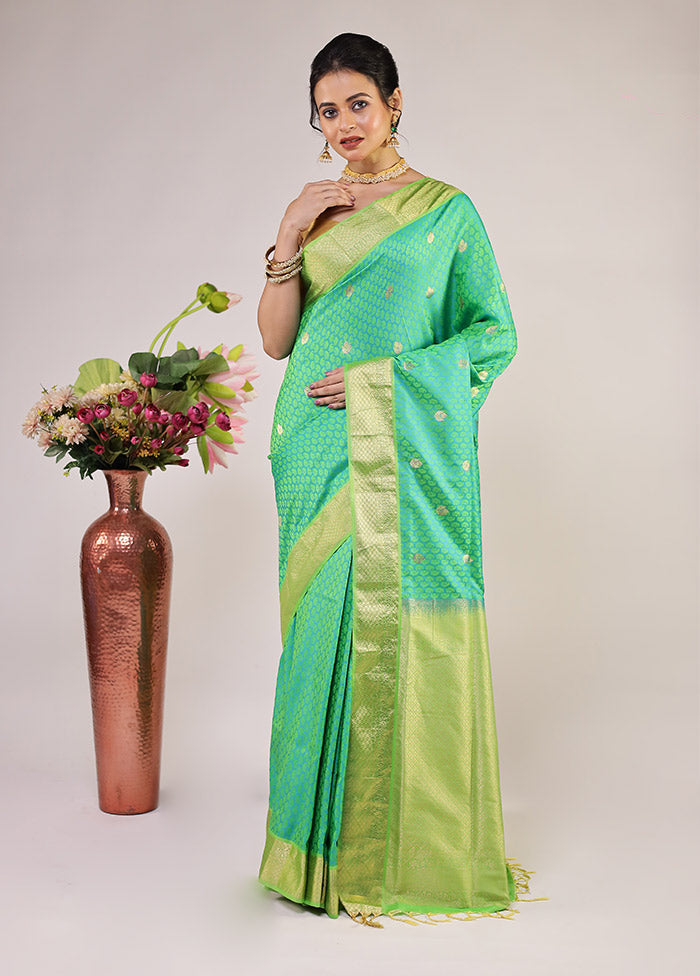 Green Kanjivaram Silk Saree With Blouse Piece
