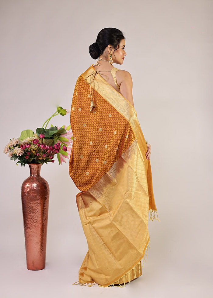 Yellow Kanjivaram Silk Saree With Blouse Piece