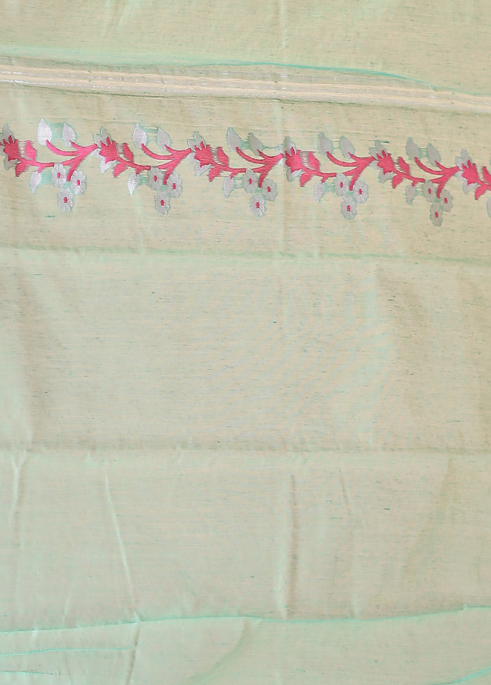 Green Jamdani Cotton Saree Without Blouse Piece
