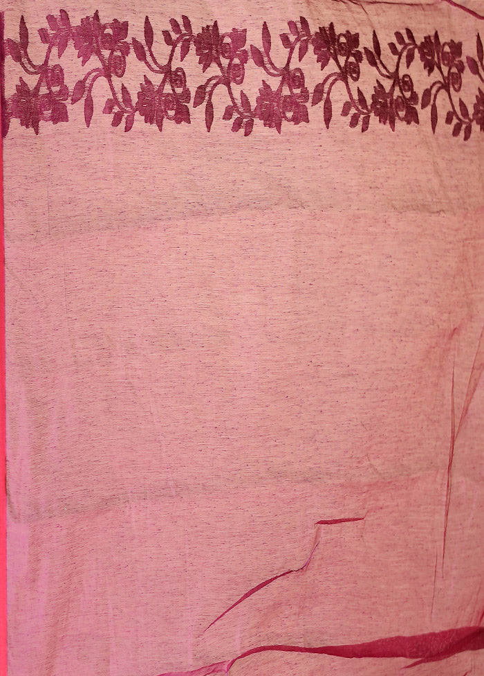 Purple Jamdani Cotton Saree Without Blouse Piece