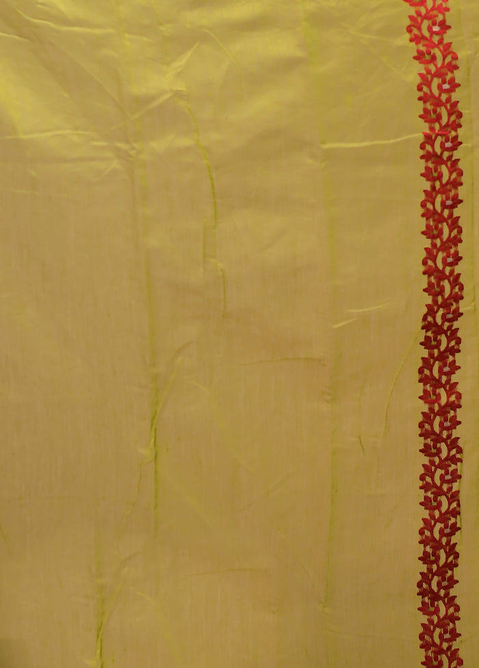 Cream Jamdani Cotton Saree Without Blouse Piece