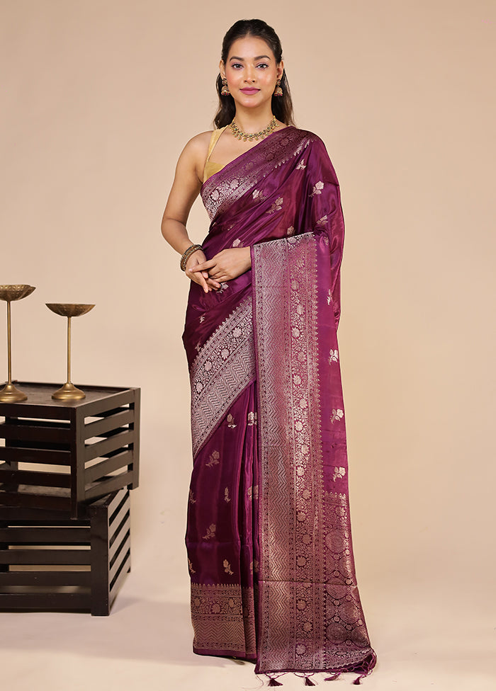 Purple Dupion Silk Saree With Blouse Piece