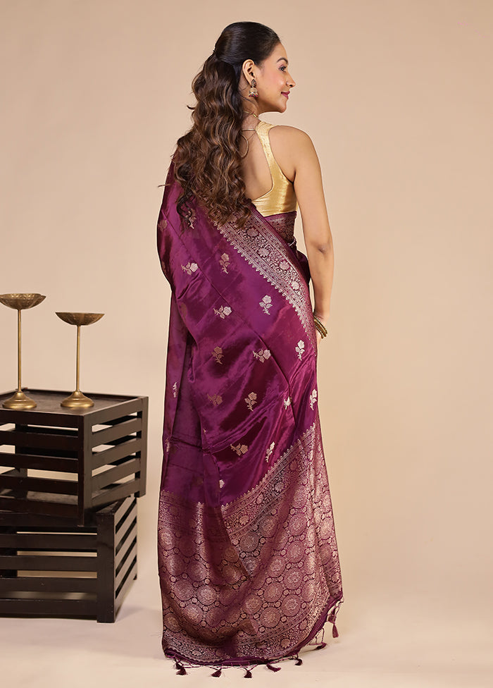Purple Dupion Silk Saree With Blouse Piece