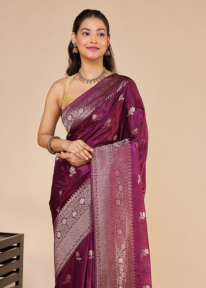 Purple Dupion Silk Saree With Blouse Piece
