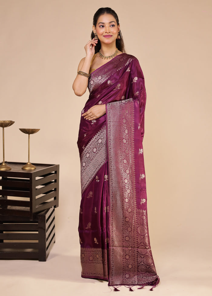Purple Dupion Silk Saree With Blouse Piece