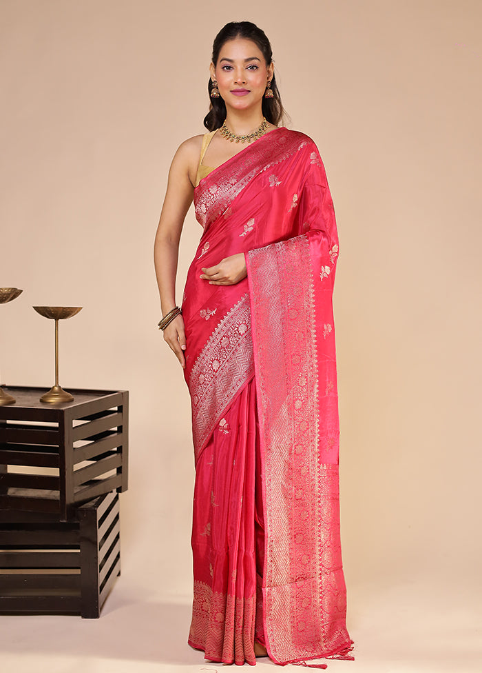 Pink Dupion Silk Saree With Blouse Piece