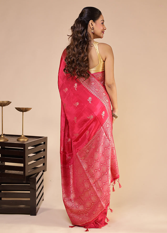 Pink Dupion Silk Saree With Blouse Piece