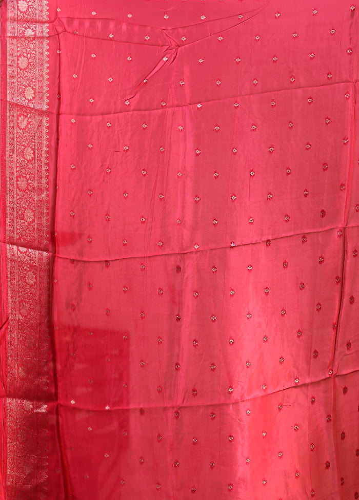 Pink Dupion Silk Saree With Blouse Piece