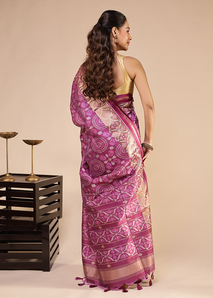 Purple Tussar Silk Saree With Blouse Piece