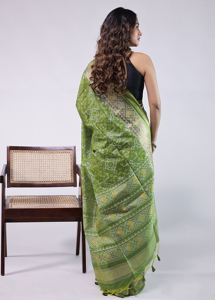 Green Tussar Silk Saree With Blouse Piece