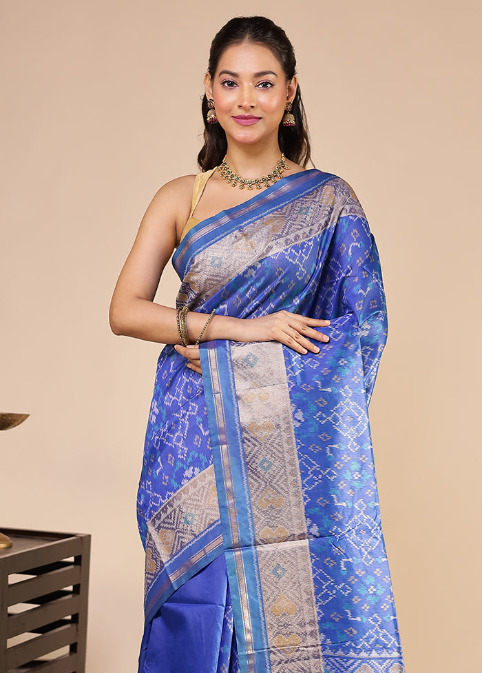 Blue Tussar Silk Saree With Blouse Piece