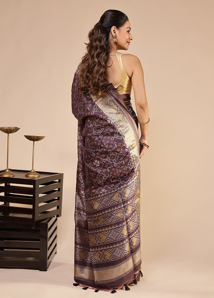Purple Tussar Silk Saree With Blouse Piece