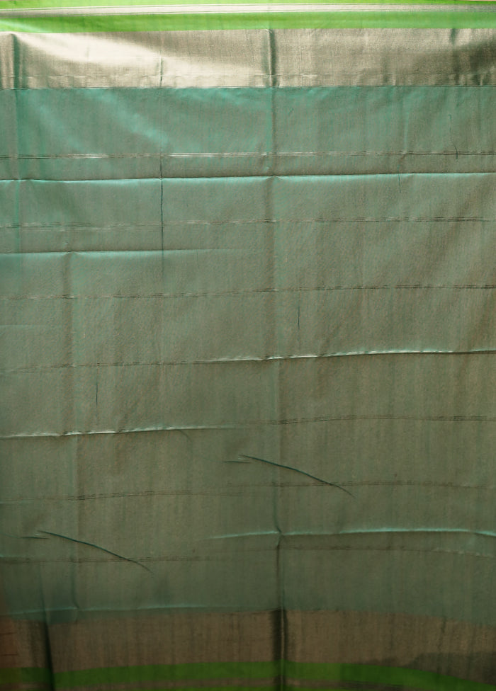 Green Tussar Silk Saree With Blouse Piece