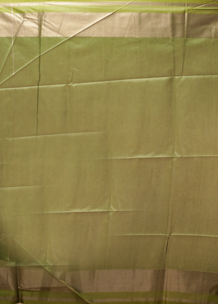 Green Tussar Silk Saree With Blouse Piece