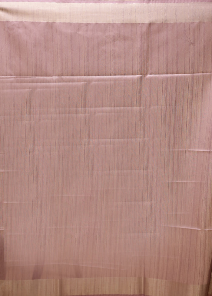 Pink Tussar Silk Saree With Blouse Piece