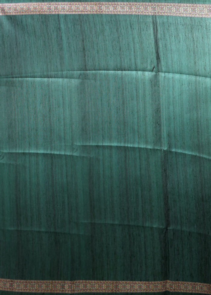 Green Tussar Silk Saree With Blouse Piece