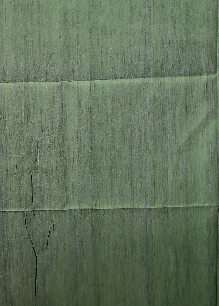 Green Tussar Silk Saree With Blouse Piece