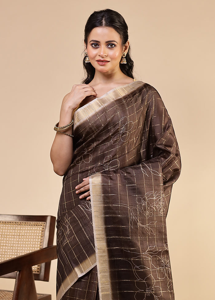 Purple Tussar Silk Saree With Blouse Piece