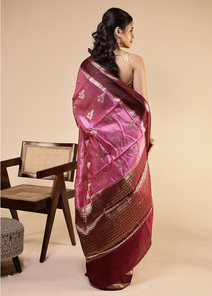 Purple Dupion Silk Saree With Blouse Piece