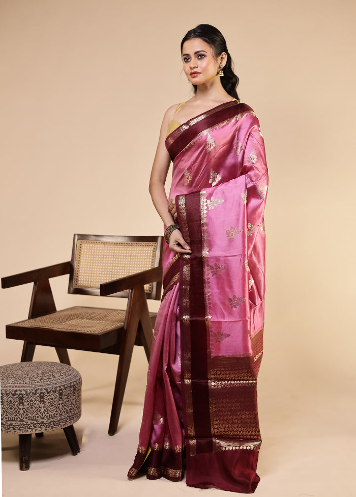 Purple Dupion Silk Saree With Blouse Piece
