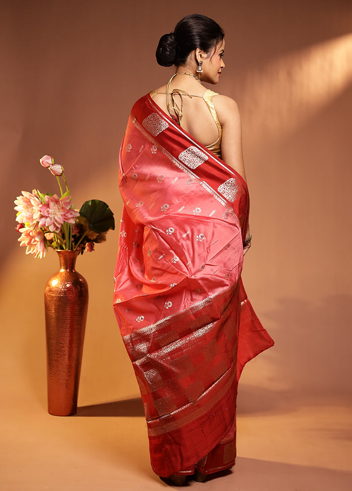 Pink Dupion Silk Saree With Blouse Piece