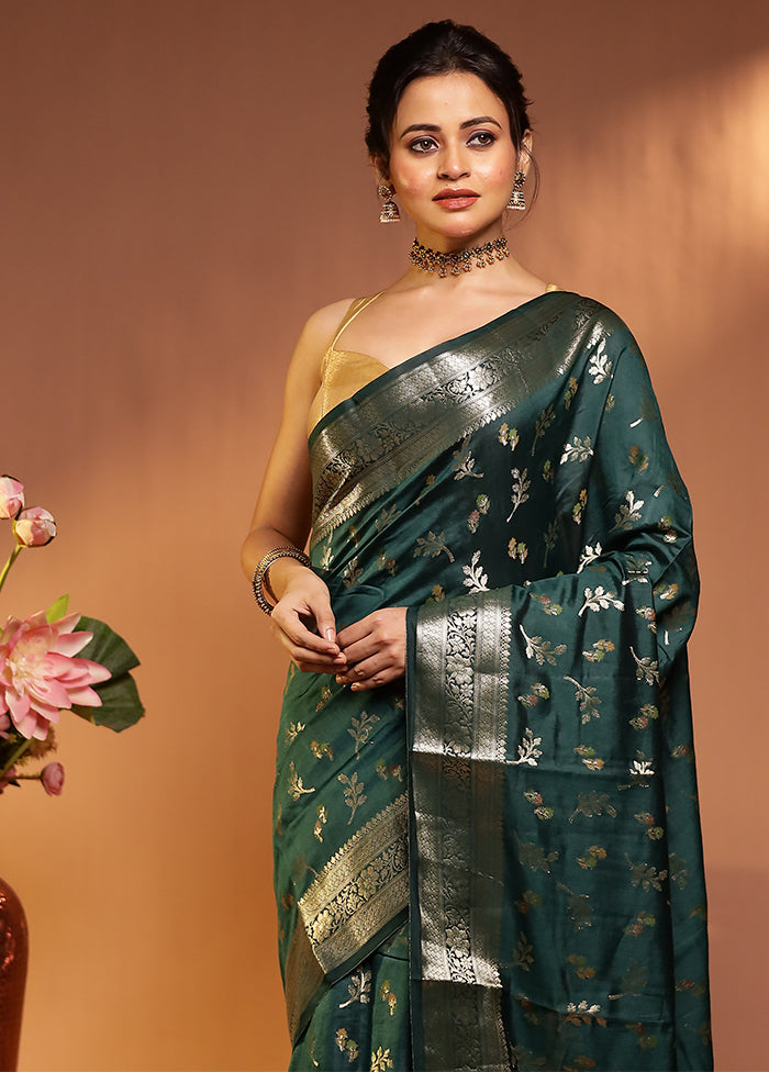 Green Handloom Dupion Pure Silk Saree With Blouse Piece