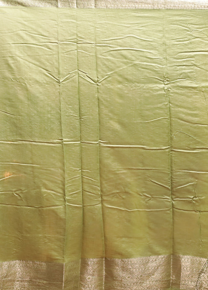 Green Handloom Dupion Pure Silk Saree With Blouse Piece