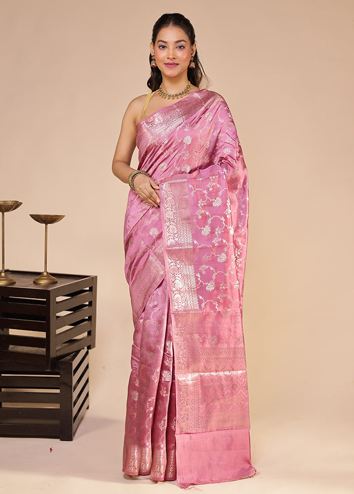 Purple Handloom Dupion Pure Silk Saree With Blouse Piece