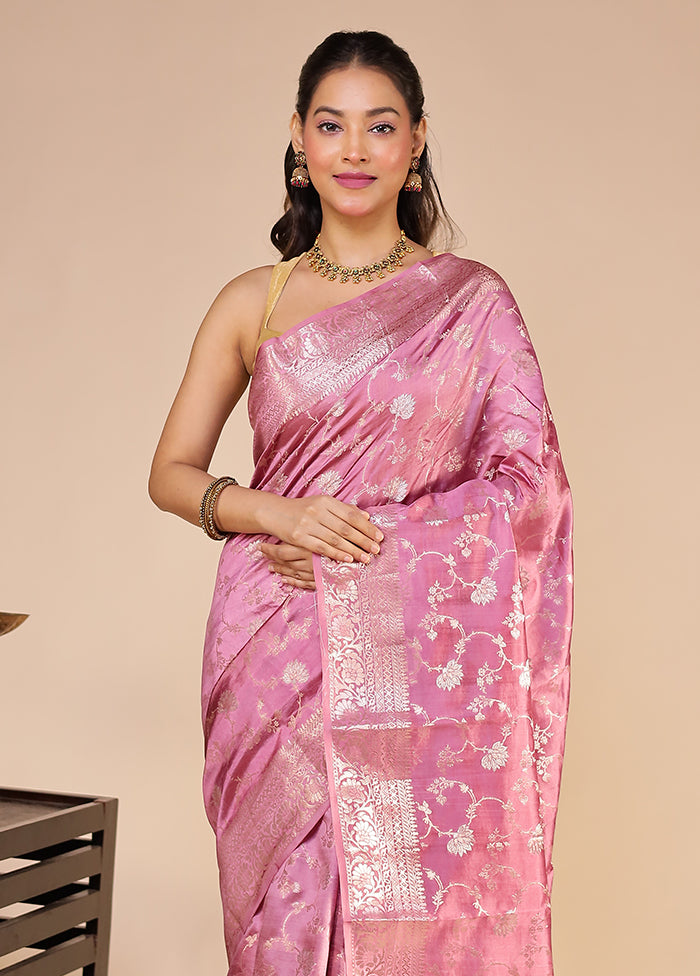 Purple Handloom Dupion Pure Silk Saree With Blouse Piece