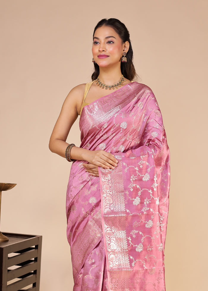 Purple Handloom Dupion Pure Silk Saree With Blouse Piece