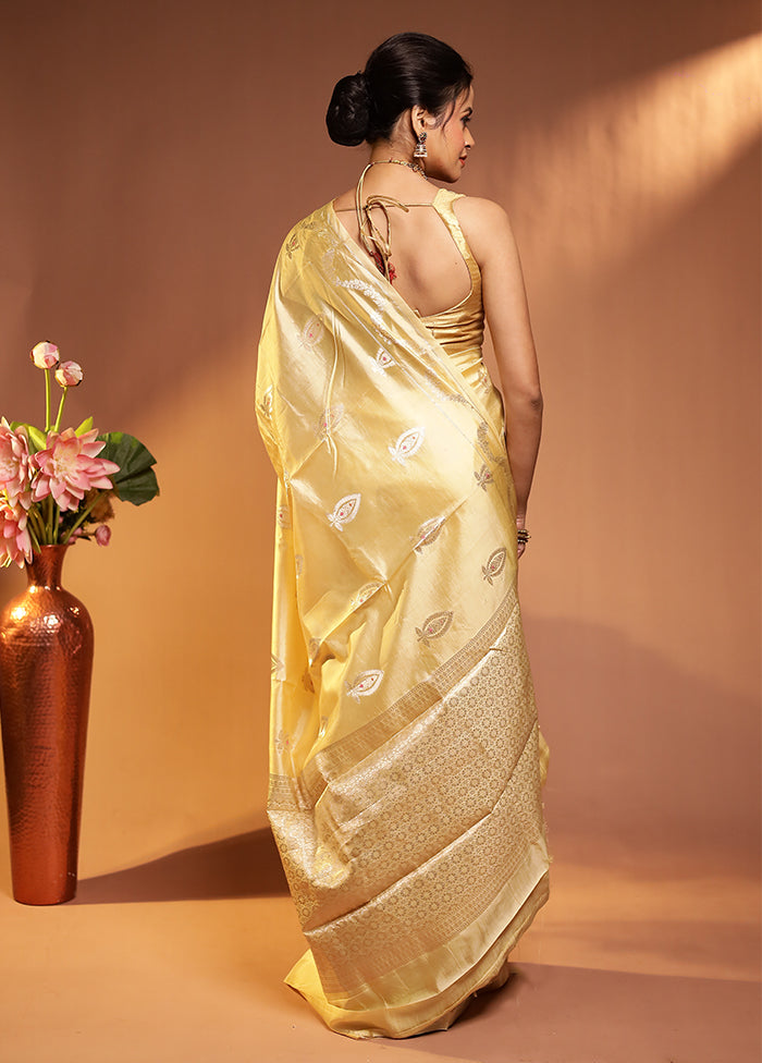 Cream Handloom Dupion Pure Silk Saree With Blouse Piece