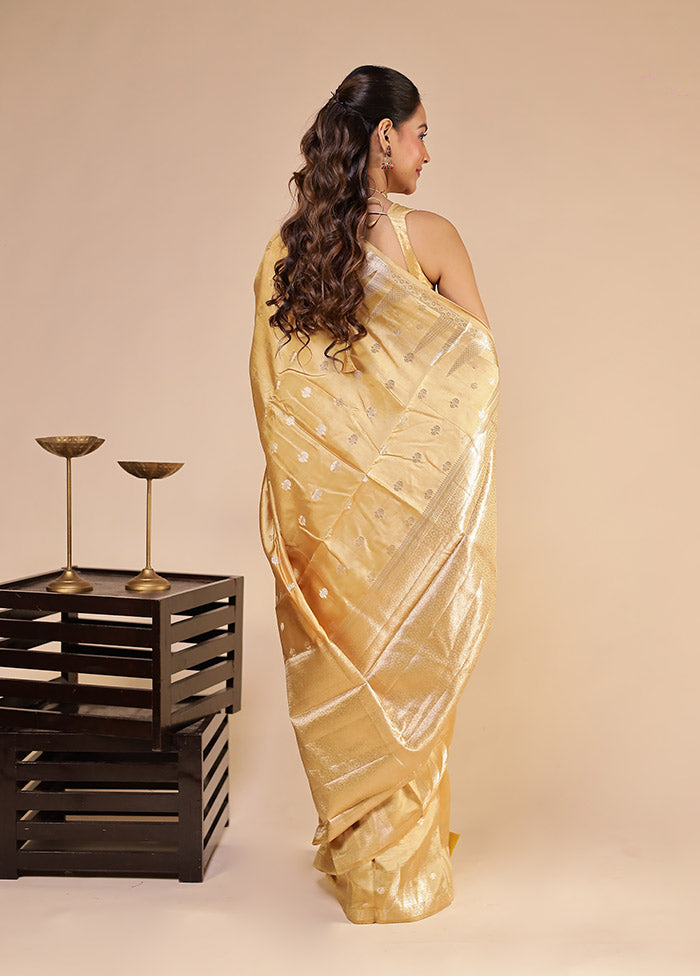 Cream Handloom Dupion Pure Silk Saree With Blouse Piece