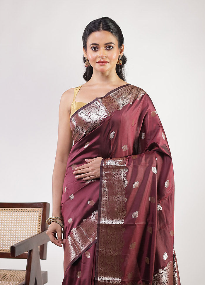 Purple Dupion Silk Saree With Blouse Piece