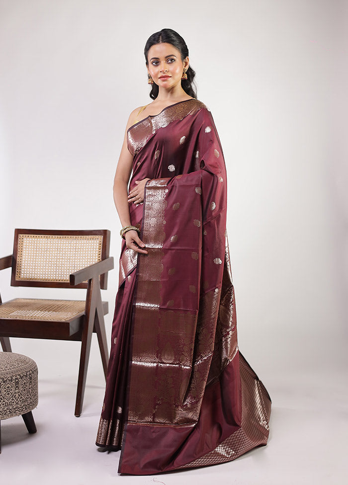 Purple Dupion Silk Saree With Blouse Piece