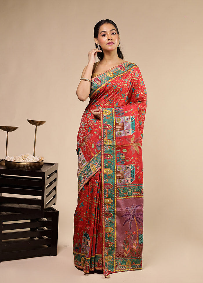 Purple Dupion Silk Saree With Blouse Piece