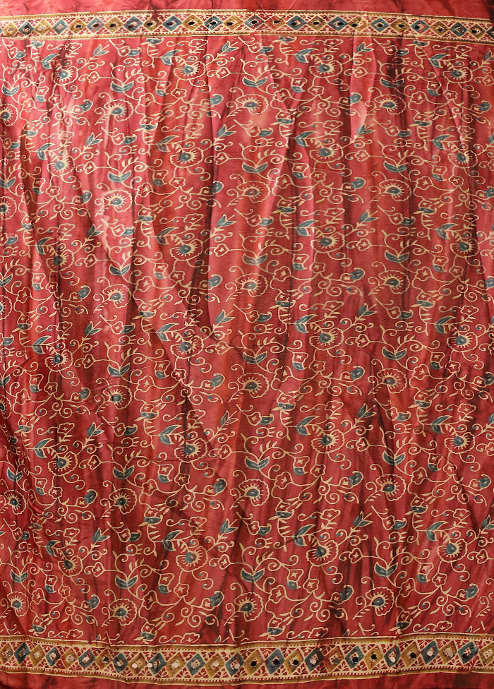Pink Printed Silk Saree Without Blouse Piece