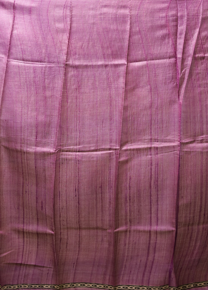 Cream Handloom Tussar Pure Silk Saree With Blouse Piece
